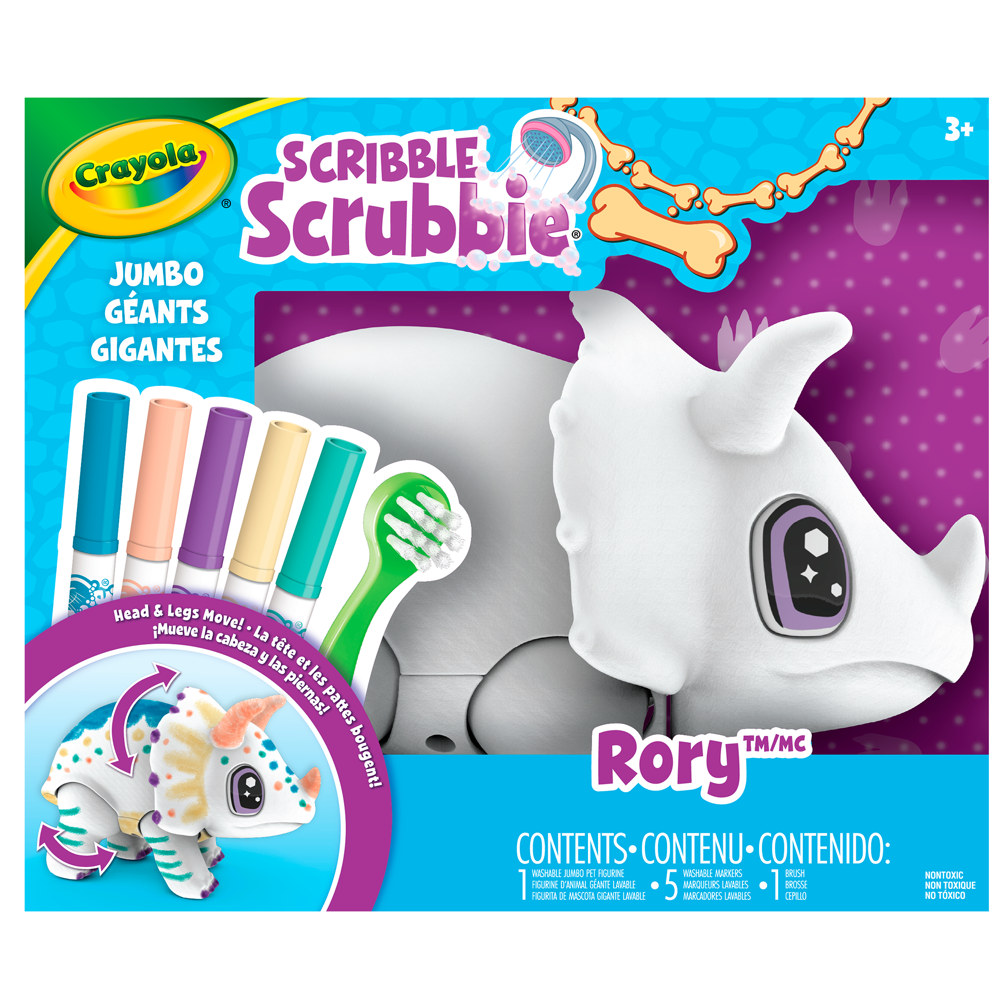 Scribble Scrubbie Jumbo Dino Rory front Shot