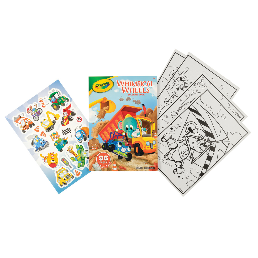 96pg Coloring Book - Whimsical Wheels Contents.