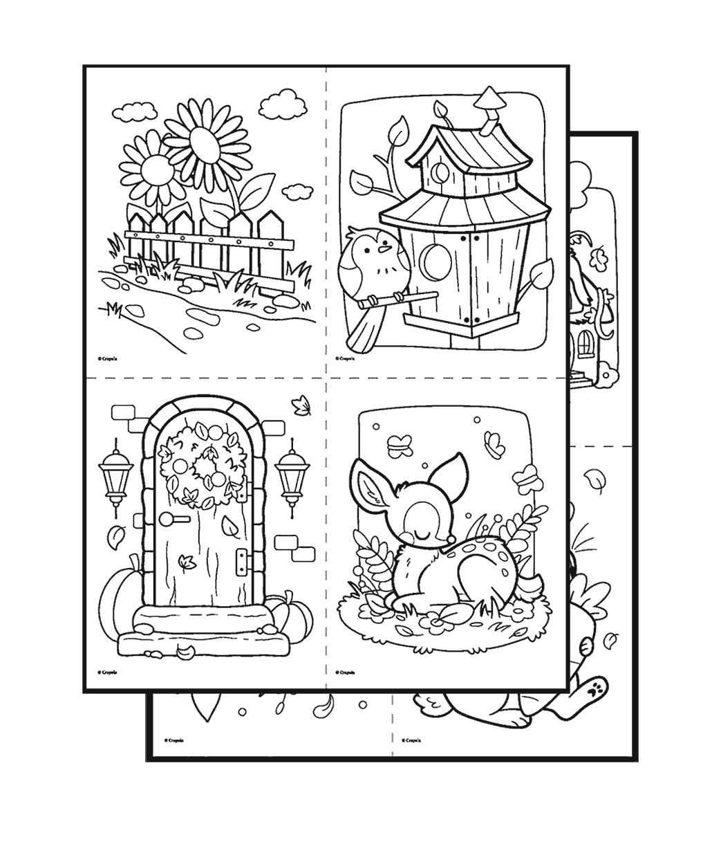 pocket size adult coloring pages with forest animals