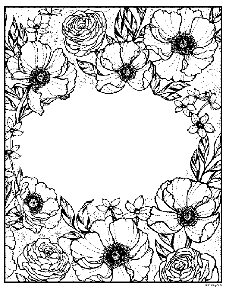Anemone Floral Border Coloring sheet