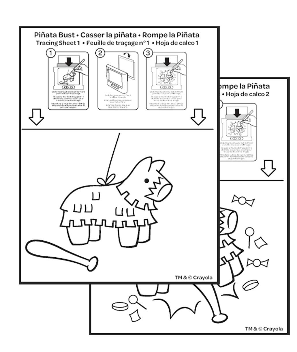Pinata Bust animated glow board tracing sheets