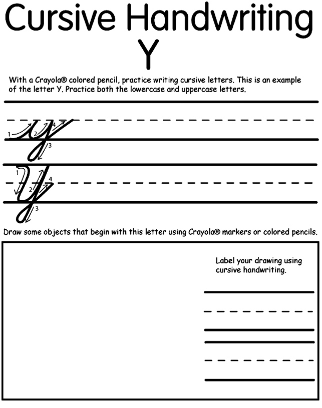 Writing Cursive Y