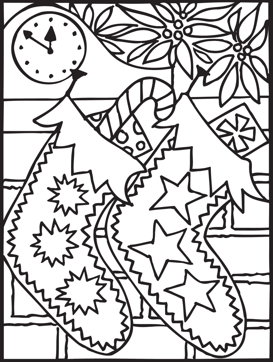 Calcetines de Navidad para colorear | Dibujo gratis para imprimirvidad