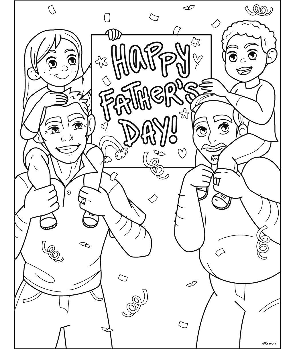 happy father's day two dads coloring page