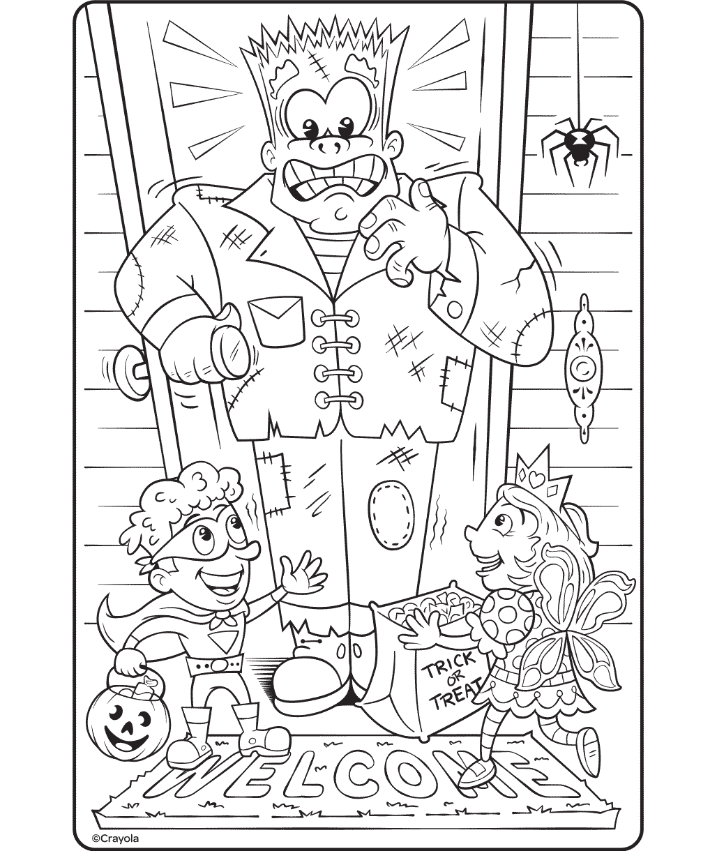 Pagina da colorare di Frankenstein di Halloween