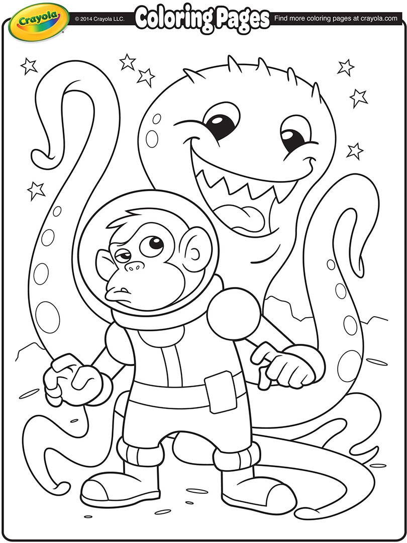 Alienígena espacial y astronauta mono