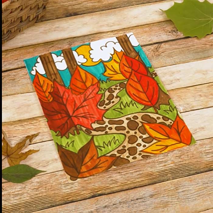 Fall Leaf Portrait craft - fall inspired drawing using super tips markers
