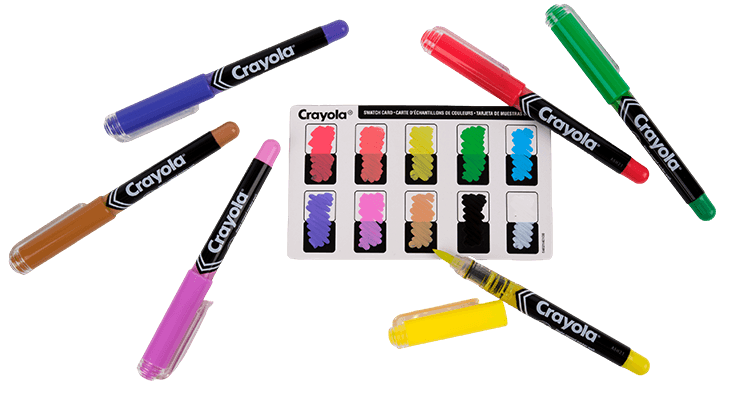 Swatch of acrylic brush tip marker colors