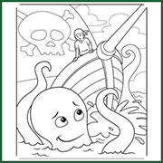 Story Creator Pirate and Octopus Coloring Page