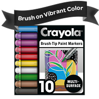 Acrylic brush markers for vibrant color. 