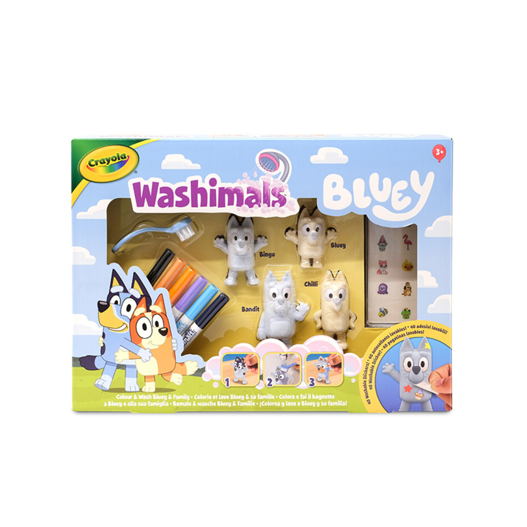Washimals Bluey Scribble Scrubbies, Pack of 4 front view