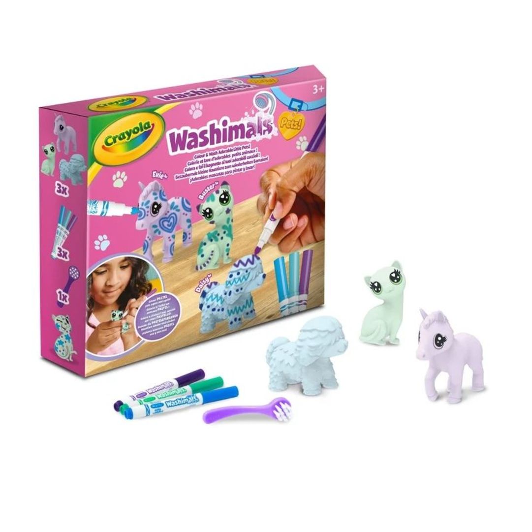 Washimals Scribble Scrubbie Pets, Pack of 3 packaging and contents.