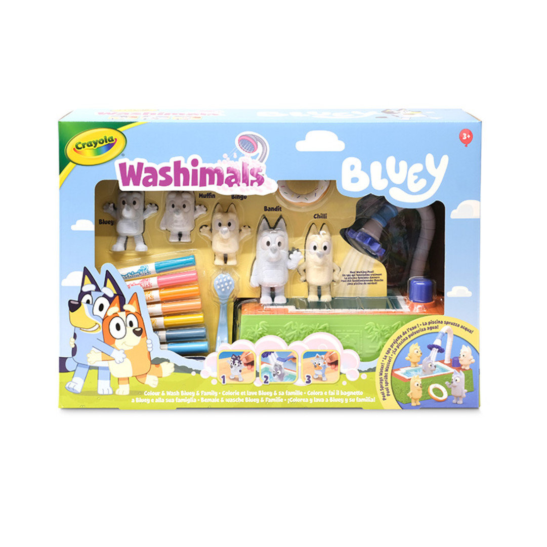 Washimals Scribble Scrubbies Bluey Poolside Set front view