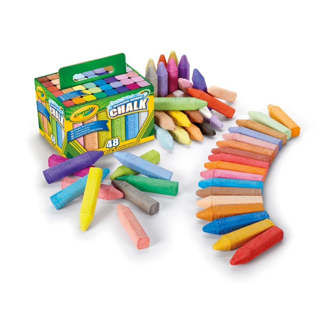 Washable Sidewalk Chalk, Box of 48 packaging and contents.