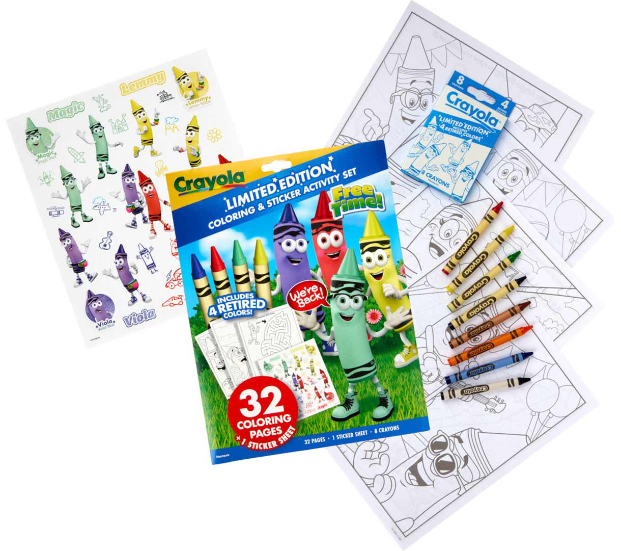 Limited Edition Coloring & Sticker Activity Set. Free Time. packaging and contents.