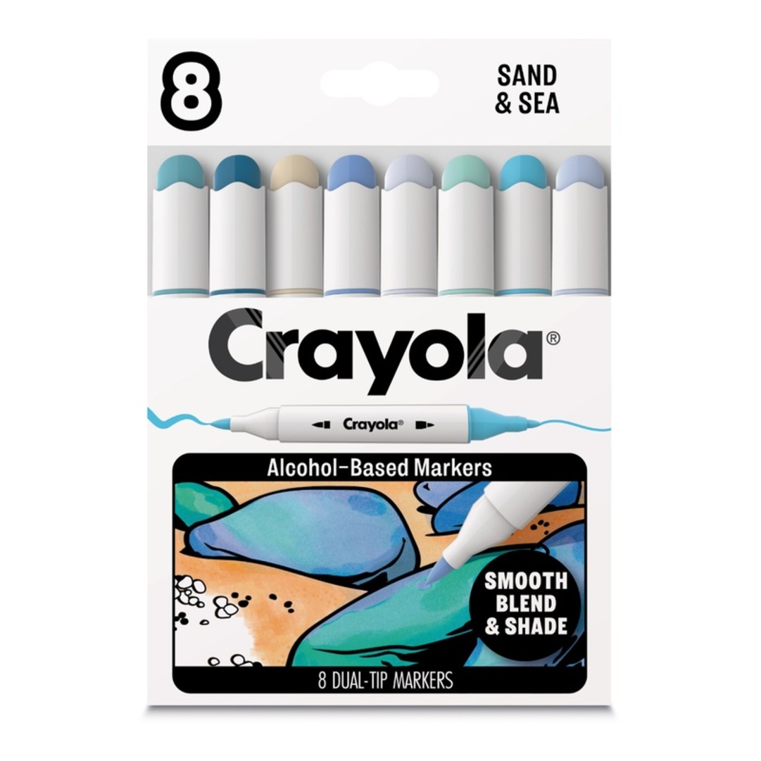 Crayola All Grown Up - Pennarelli a base alcolica doppia punta- Colori Sabbia e Mare 8pzFront view