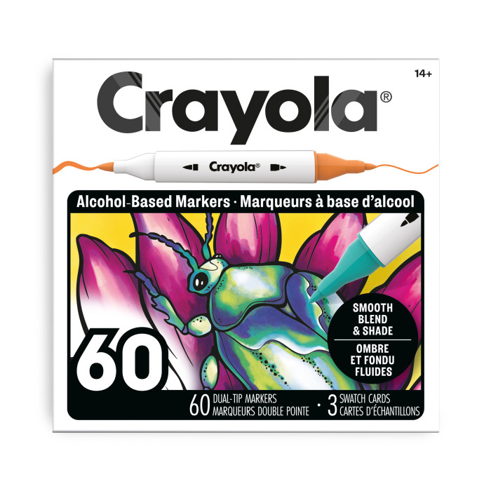 60 Count Dual-Tip Alcohol Marker Set - Fine & Brush TipsFront view