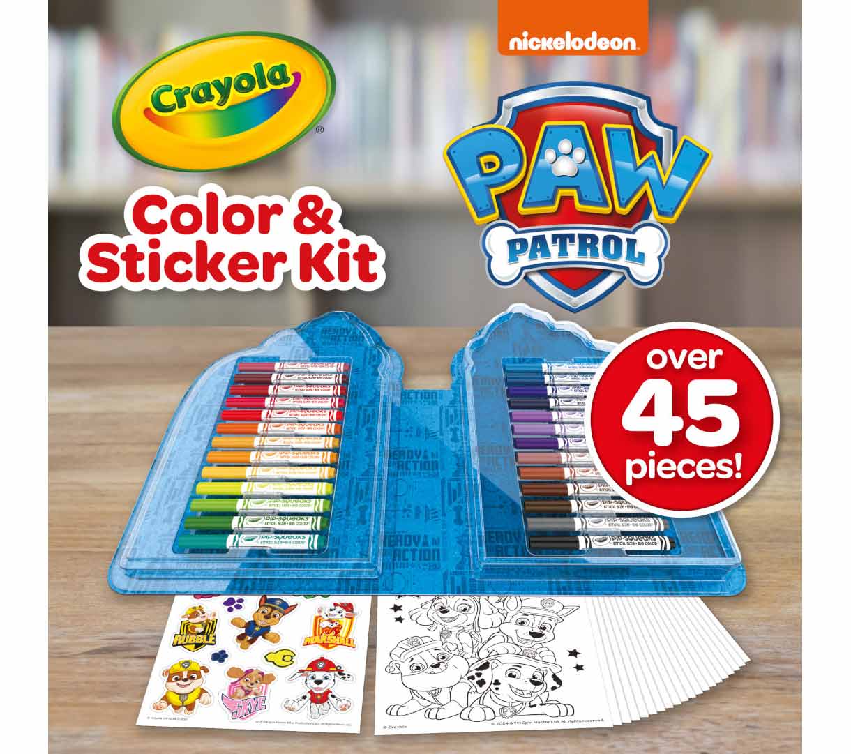 Paw Patrol Color & Sticker kit  contents. Over 45 pieces!