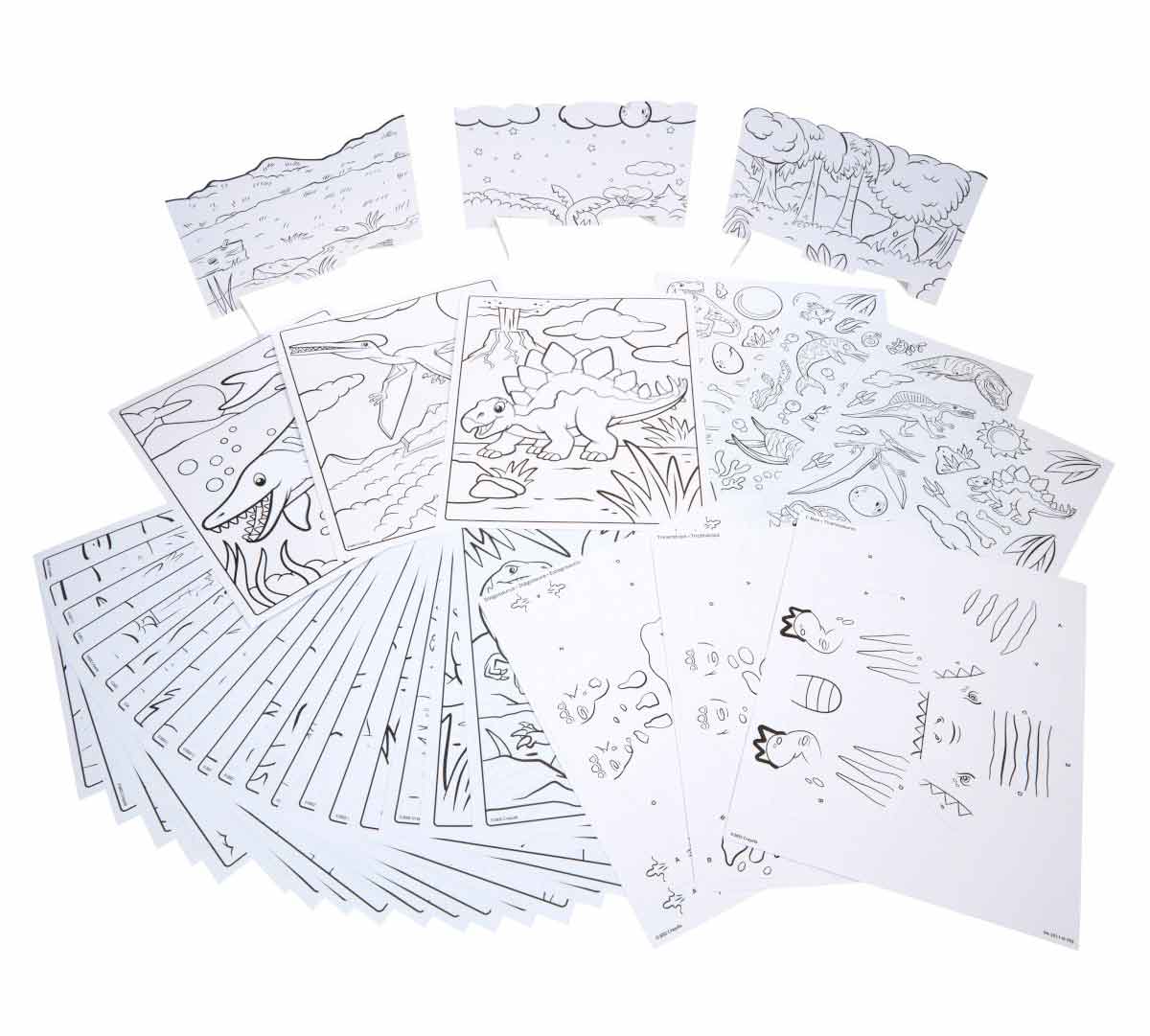5-in-1 Dinosaurs Creativity Kit coloring and activity sheets