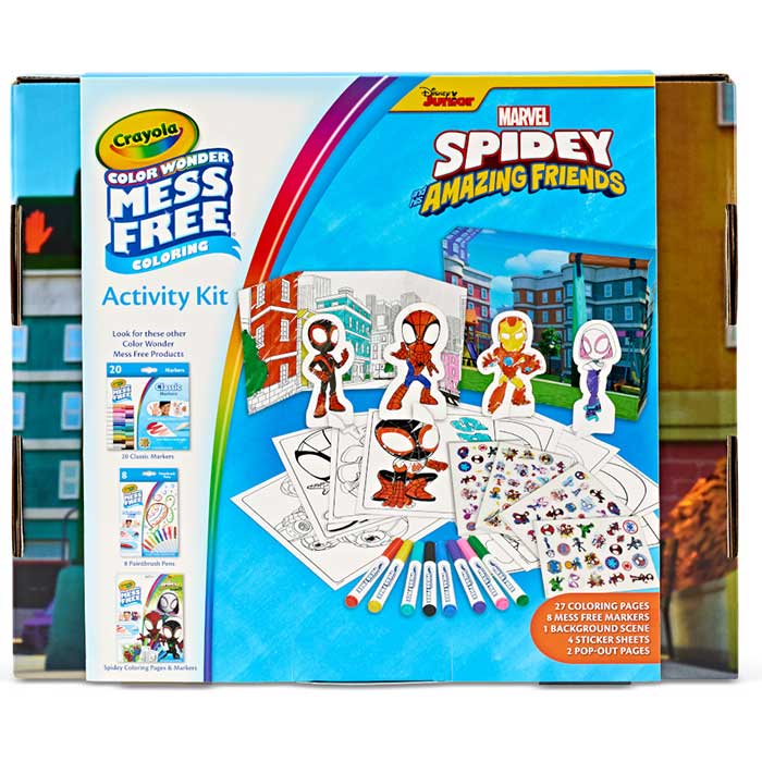 Color Wonder Mess Free Activity Kit, Spidey and His Amazing Friends. Back view.