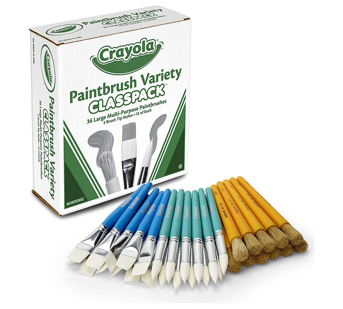 Large Variety Paint Brushes Classpack  36 Count
