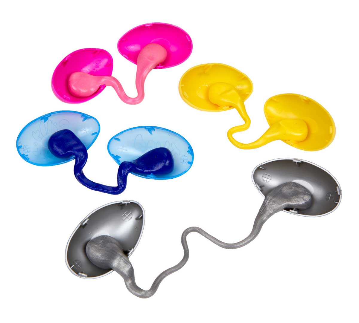 Silly Putty Variety Pack. Putty stretched between egg halves