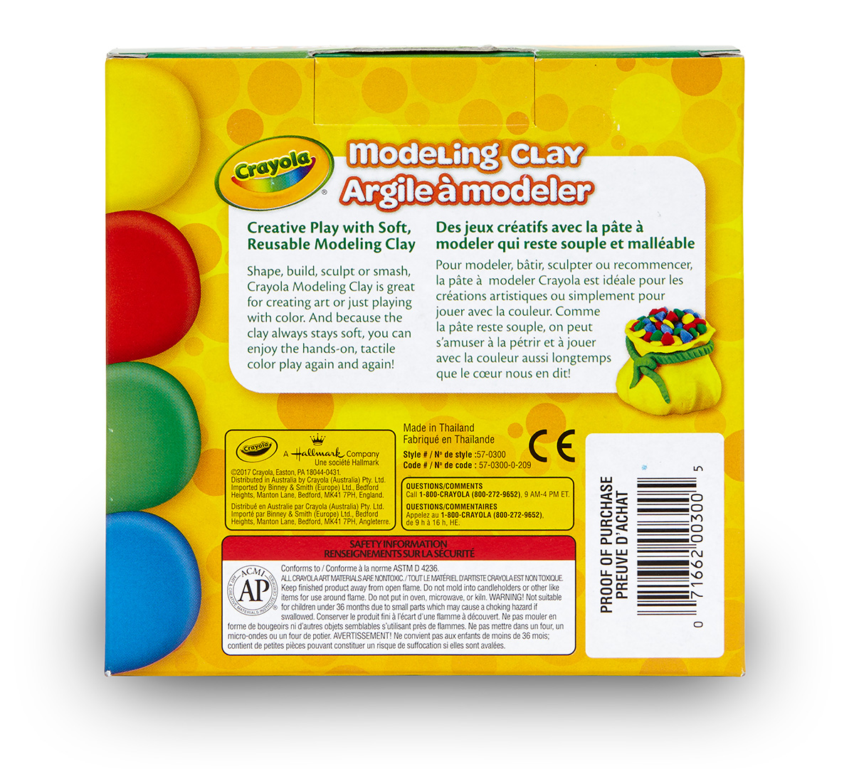 Crayola Modeling Clay back of package