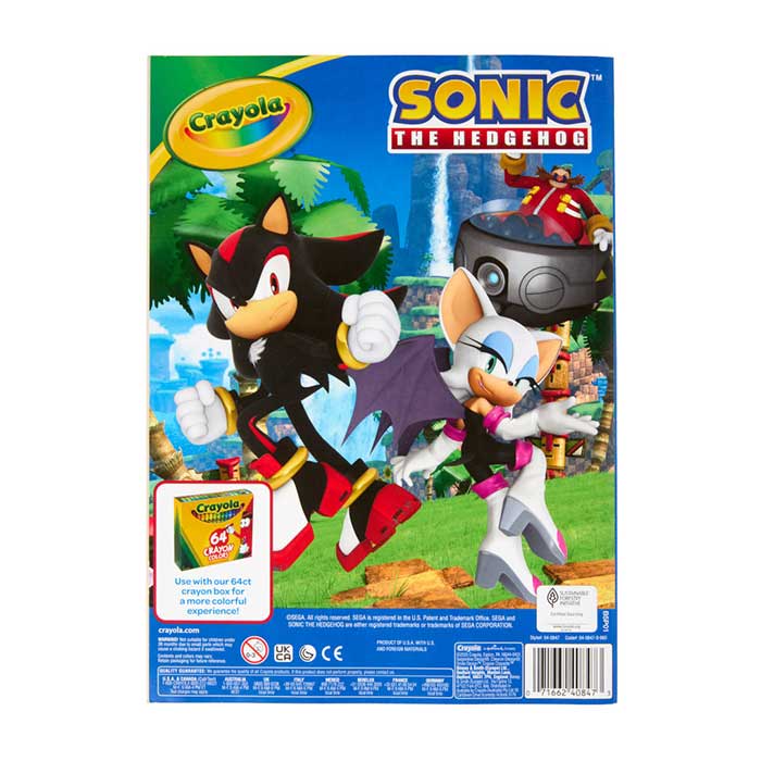 Sonic the Hedgehog Coloring Book, 96 Pages back view.
