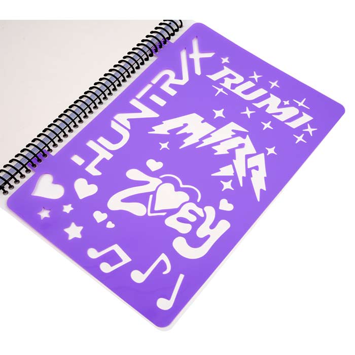 K-Pop Demon Hunters Color & Sketch Activity Pad. Contents. Stencil sheet attached to activity pad.