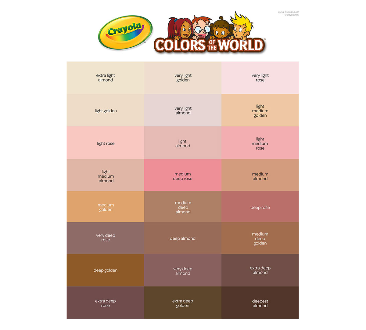 Colors of the World Construction Paper color legend
