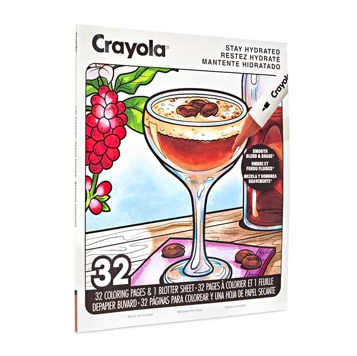 Stay Hydrated Adult Coloring Book, 32 Pgs left-side view.