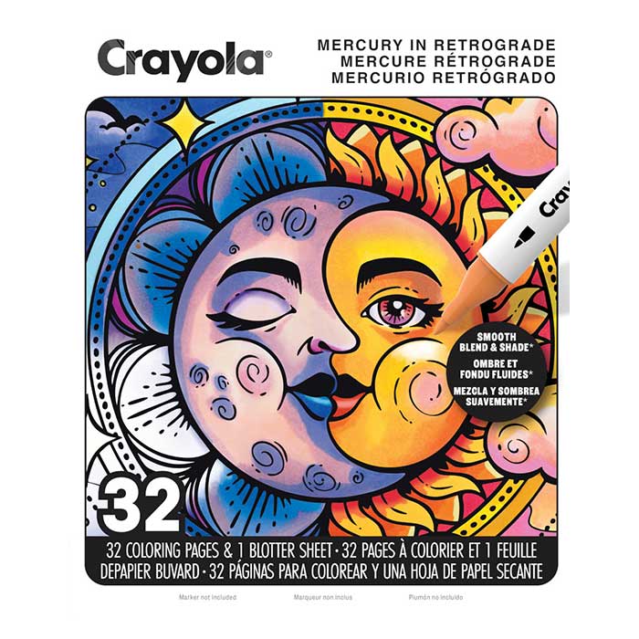 Mercury in Retrograde Adult Coloring Book, 32 pages front view