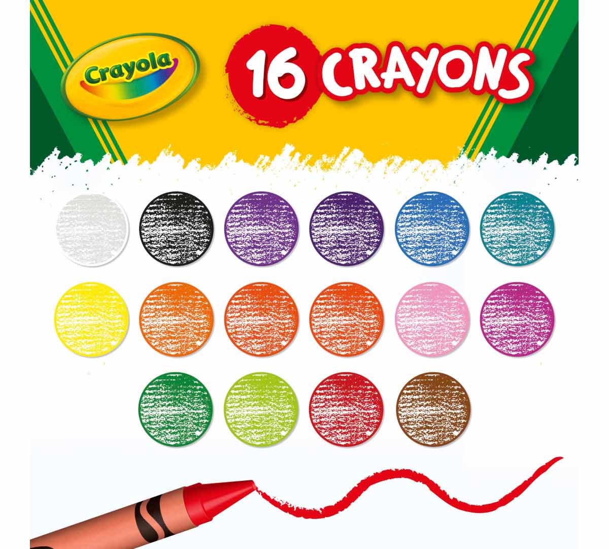 Crayola Crayons  16 Count color swatches