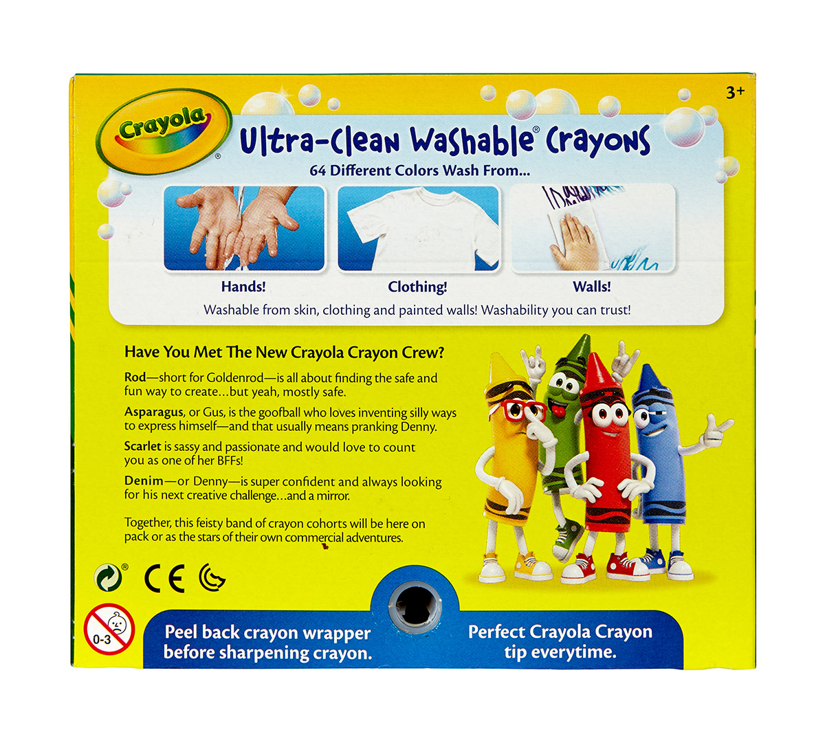 Ultra Clean Washable Crayons 64 count back