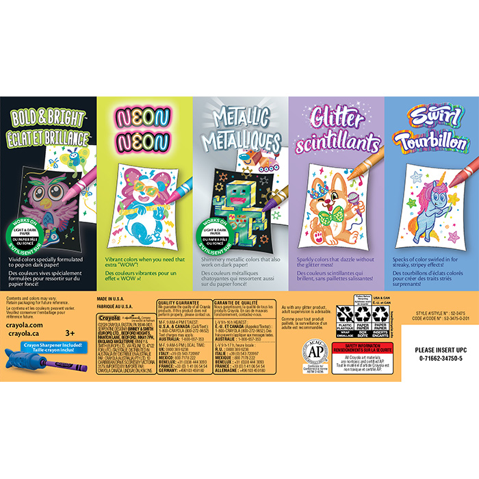 Special Effects Crayon Set, 120 Count back view