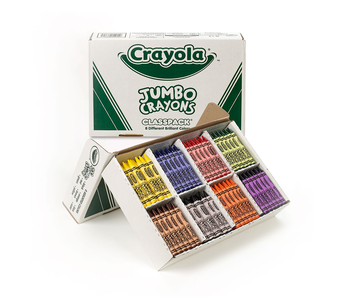 Crayola Jumbo Crayons 200 count  8 colors packaging and contents