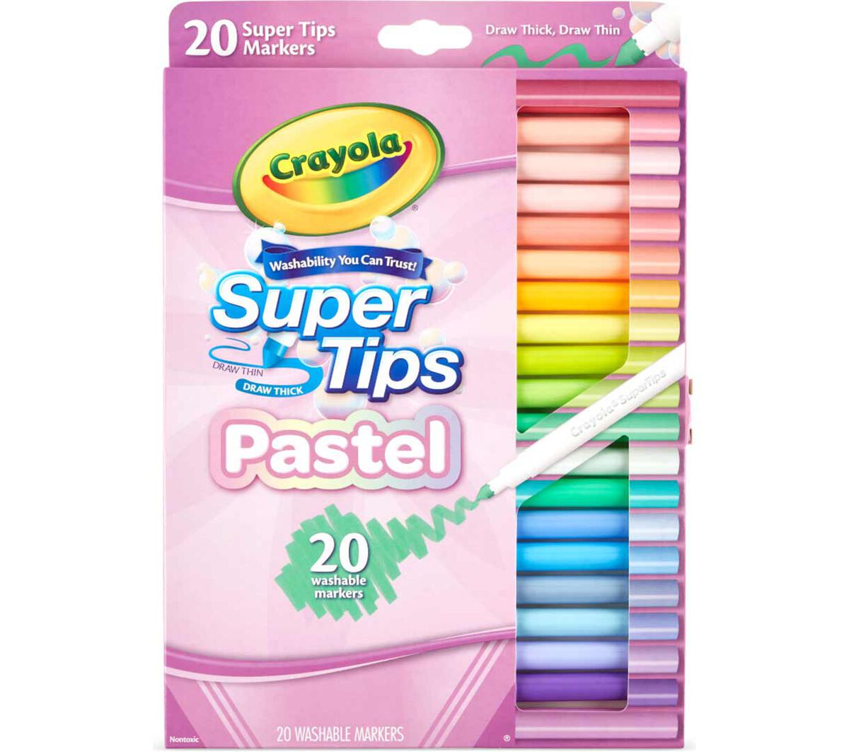 Washable super tips pastel markers, 20 count. front view.