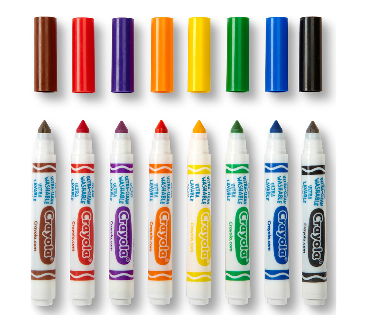 Ultra-Clean Washable Markers, Broad Line, 8 Count. markers with caps off.