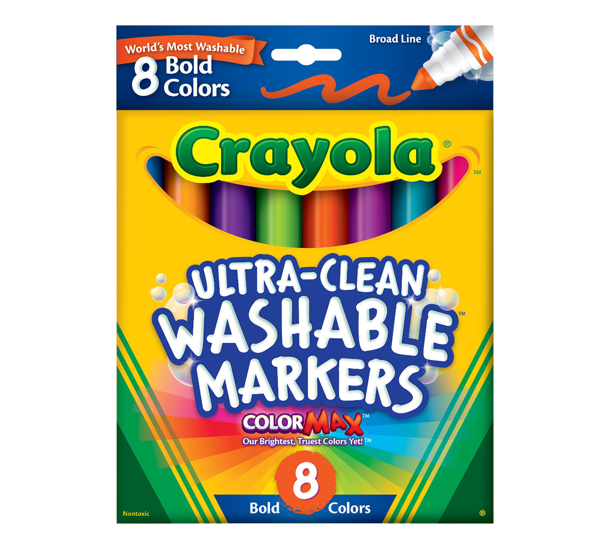 Ultra-clean markers, broad line, bold, 8 count. front view
