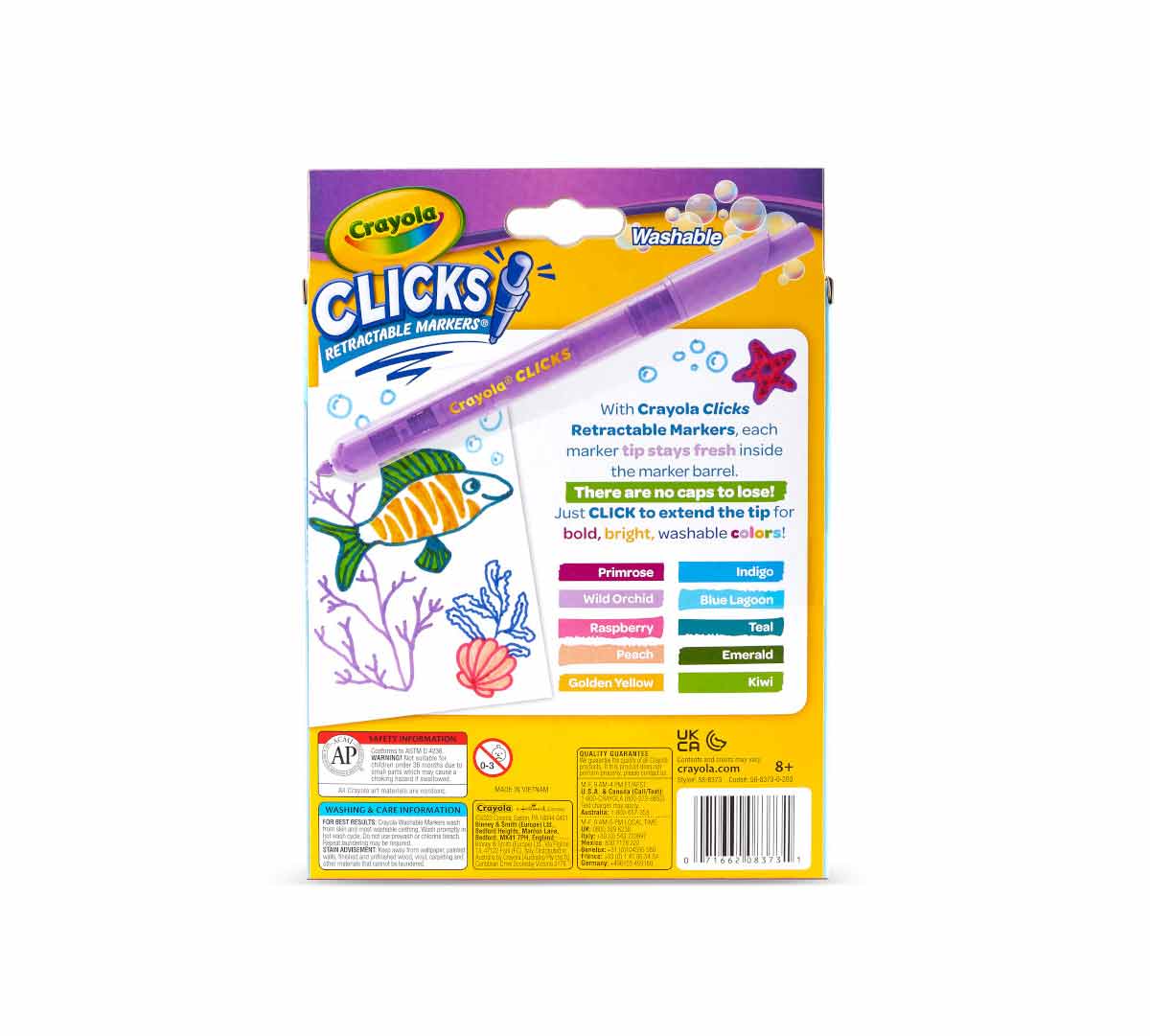 Washable CLICKS Retractable Markers™  Bold and Bright 10 count back view