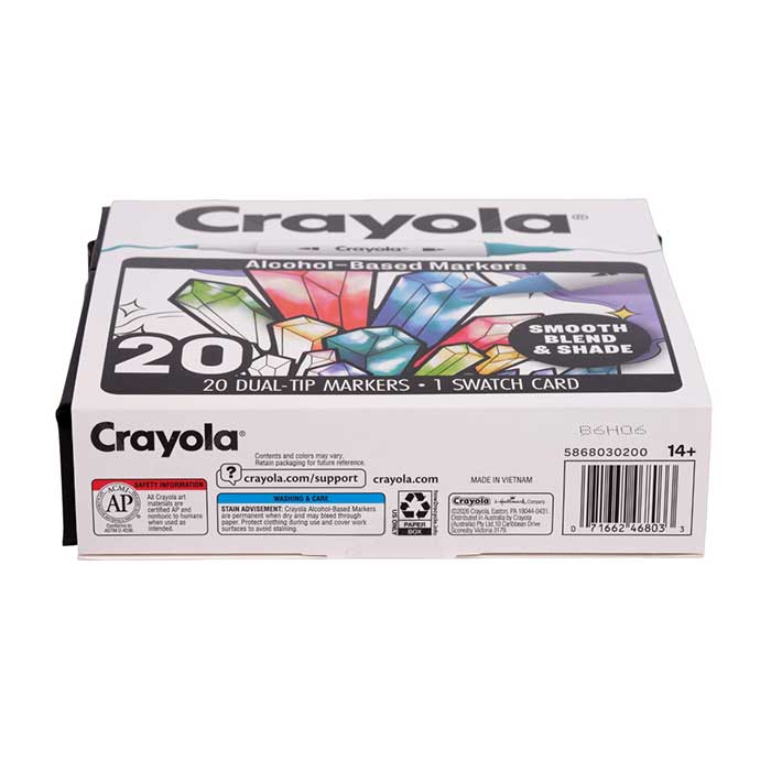 Crayola Alcohol-Based Markers, 20 count set bottom view.