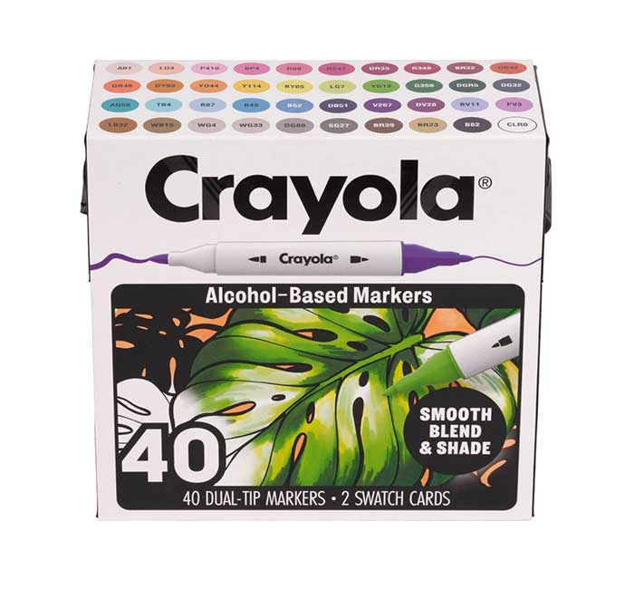 Crayola Dual-Tip Alcohol-Based Markers, 40 Count Set front view.