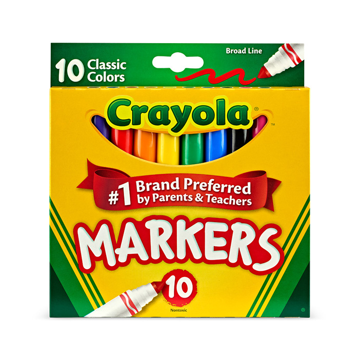 Broad Line Markers, classic colors, 10 count. front of box