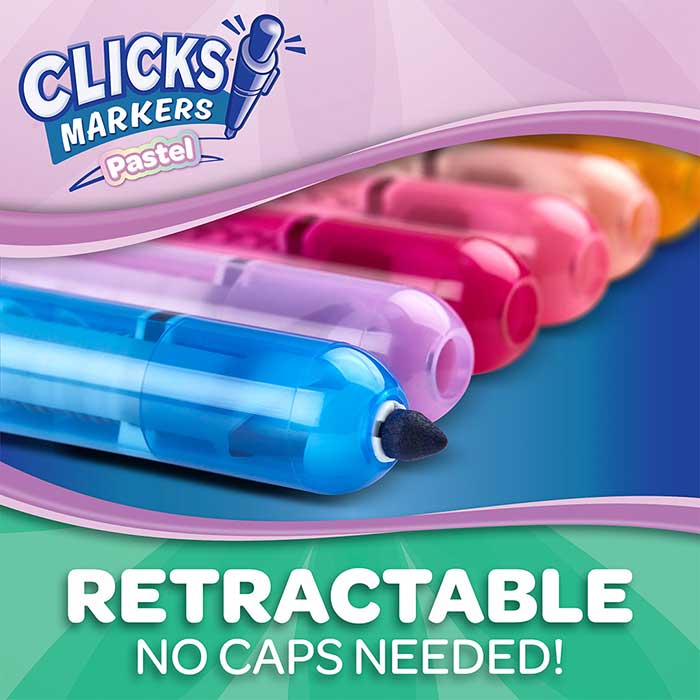 Clicks Markers Pastel Retractable No Caps Needed!