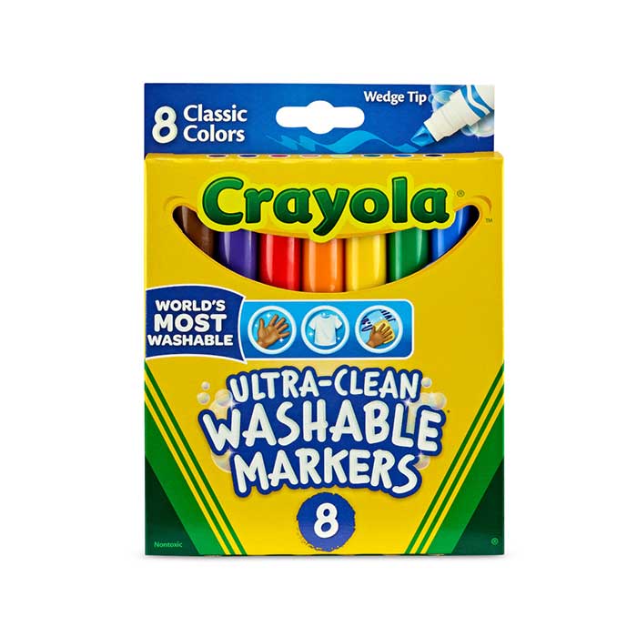 Ultra-Clean Markers, Wedge Tip, 8 count front view.