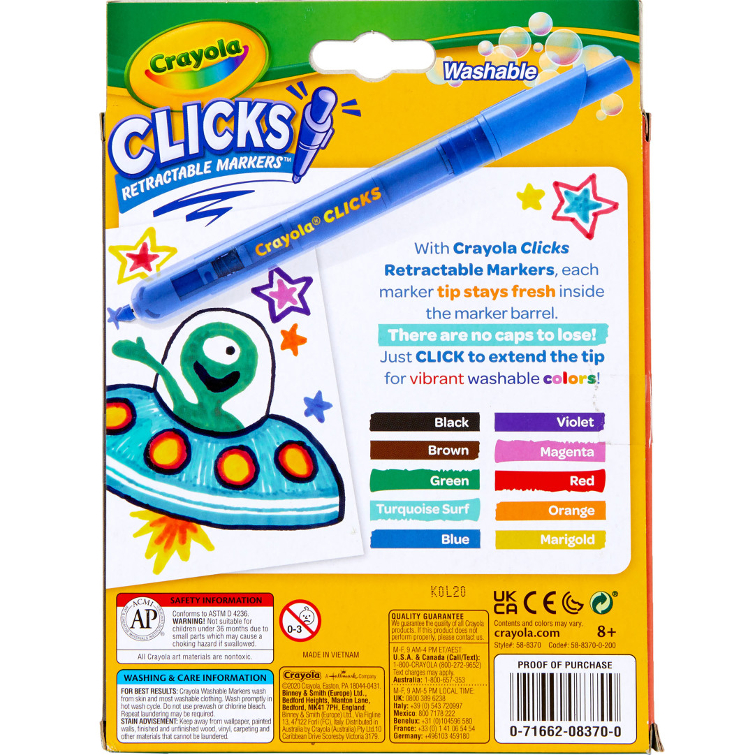 Crayola® 10 Clicks Retractable Marker Back view.