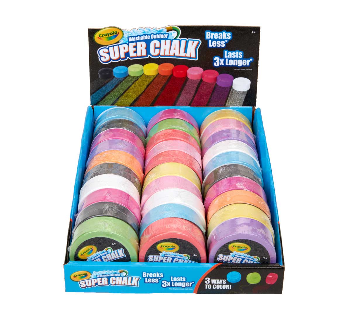 Outdoor Super Chalk  30 Count Durable & Washable Sidewalk Chalk Pucks top view.