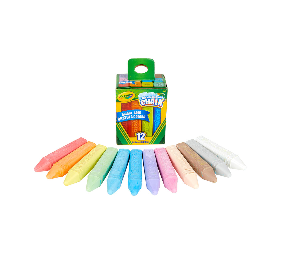 Washable Sidewalk Chalk, Pack of 12 Colours