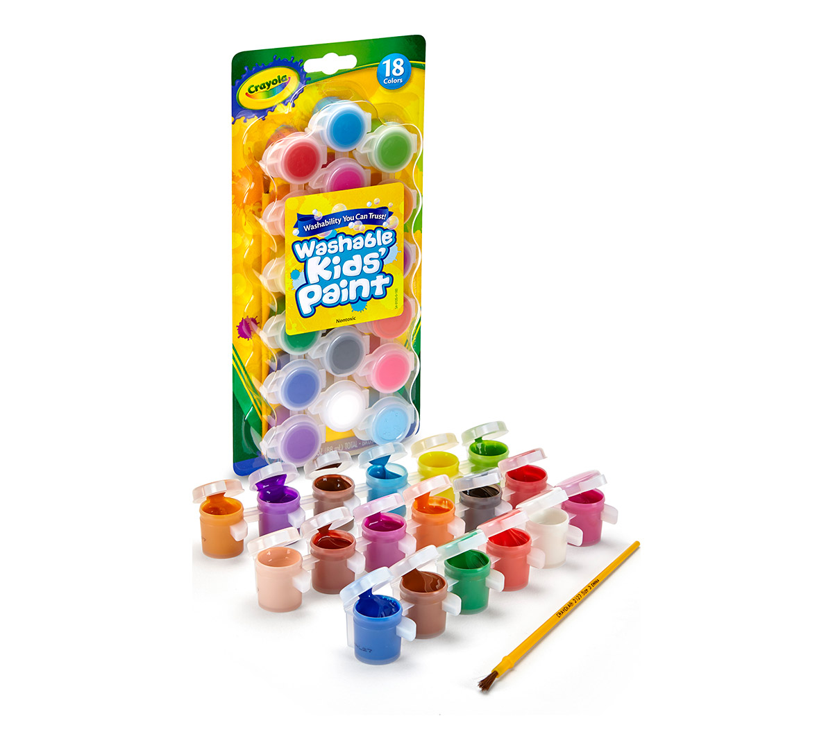 Washable Paints, 18 Colours packaging and contents.