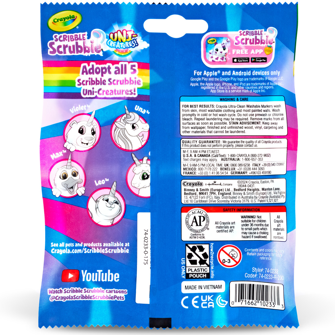 74-0233 Crayola® Scribble Scrubbie™ Back view